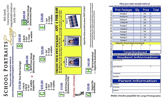 School Portraits Pricing 